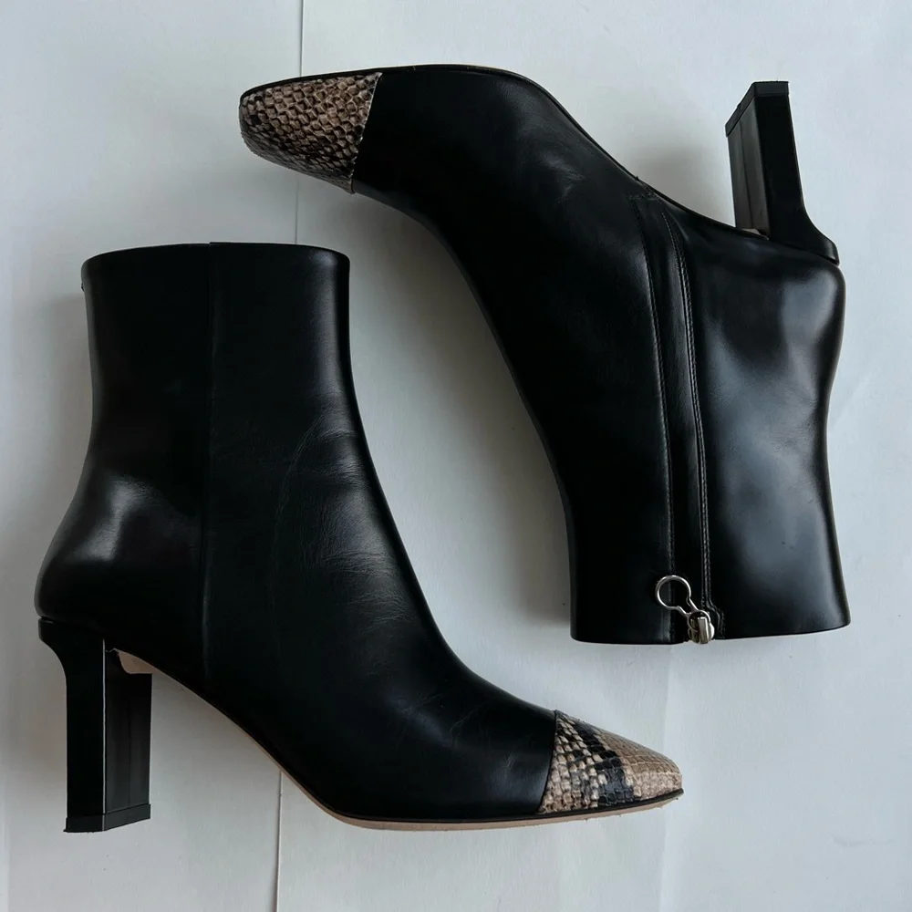 Aeyde Belle Snake-effect And Smooth Leather US9 Black like New - Picture 2 of 9